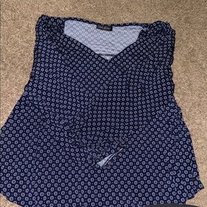 Lane Bryant Dark Blue Patterned Blouse